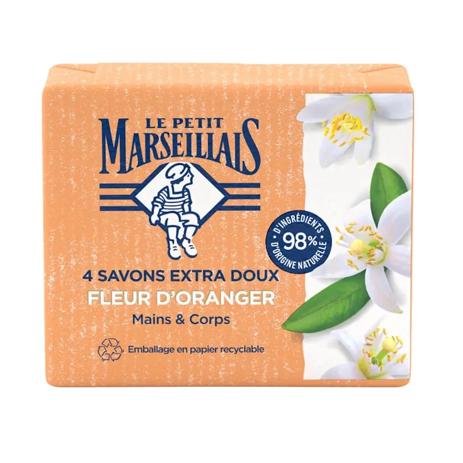 4 قطع صابون لطيف بزهر البرتقال لليدين والجسم